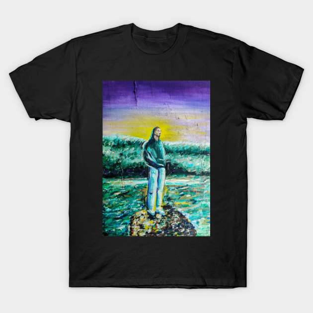 Sitting on a Rock painting T-Shirt by MihaiCotiga Art